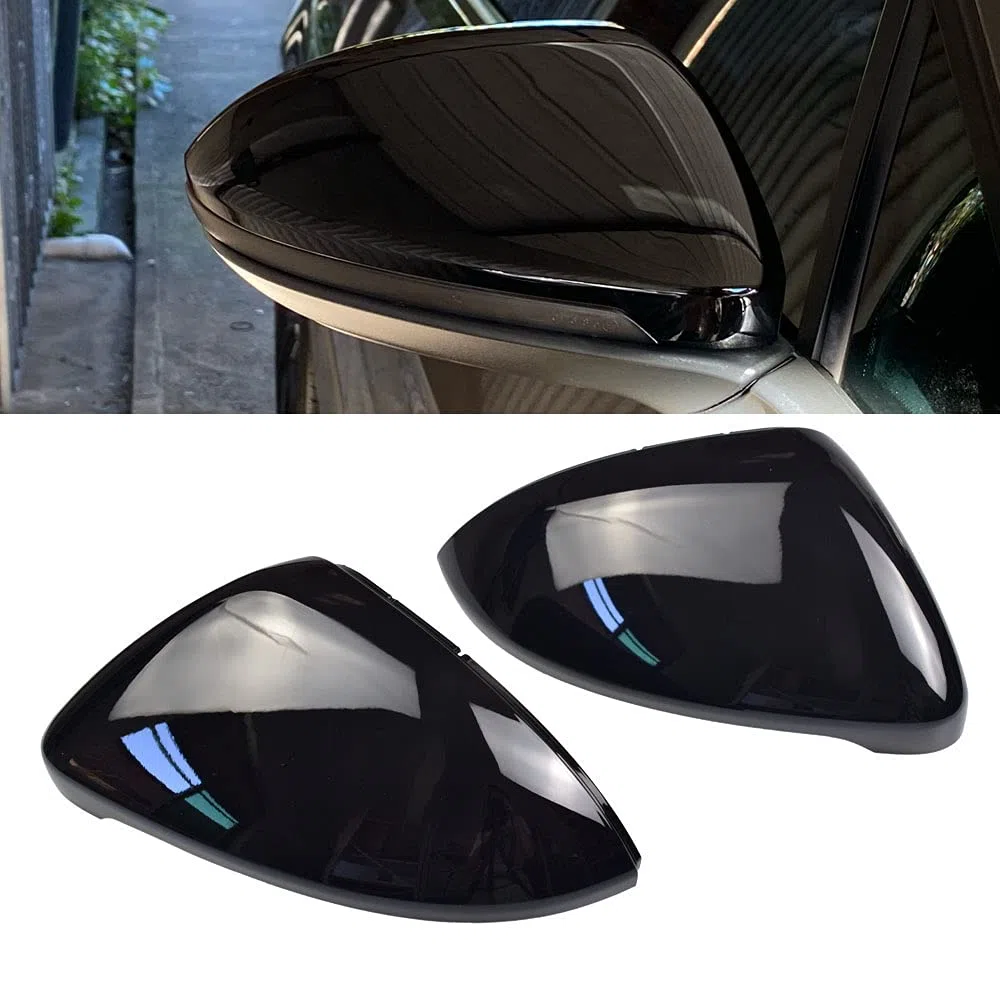1 par vista trasera espejo cubierta izquierda derecha espejo lateral cubiertas tapas para VW Golf 7 MK7 7.5 GTI 7 Golf 7 R (Negro brillante)
