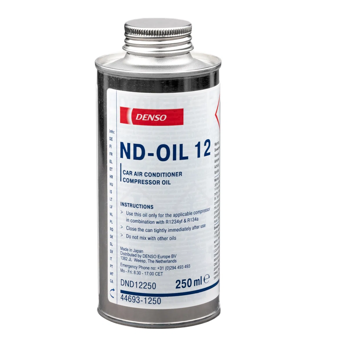 Aceite de aire acondicionado para vehículos ND-12, 0,25 L, tipo de refrigerante: R1234yf/R134a