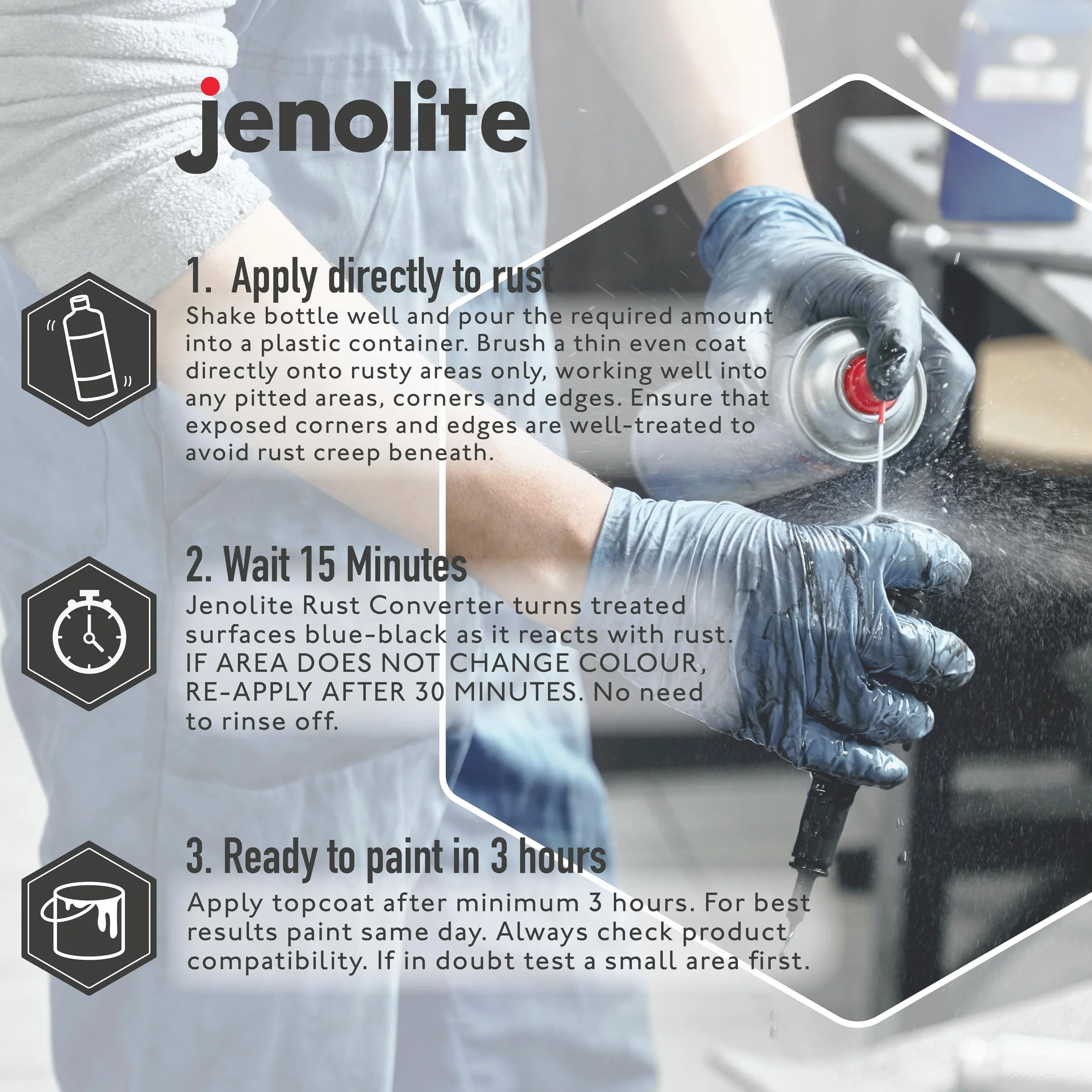 JENOLITE Convertidor de Óxido | 1 Litro | TRATAMIENTO DE ÓXIDO | Convertidor de óxido Ideal para Autos y Metal | Oxidado, Convertidor e Imprimación | Fórmula a base de agua transformidor de oxido