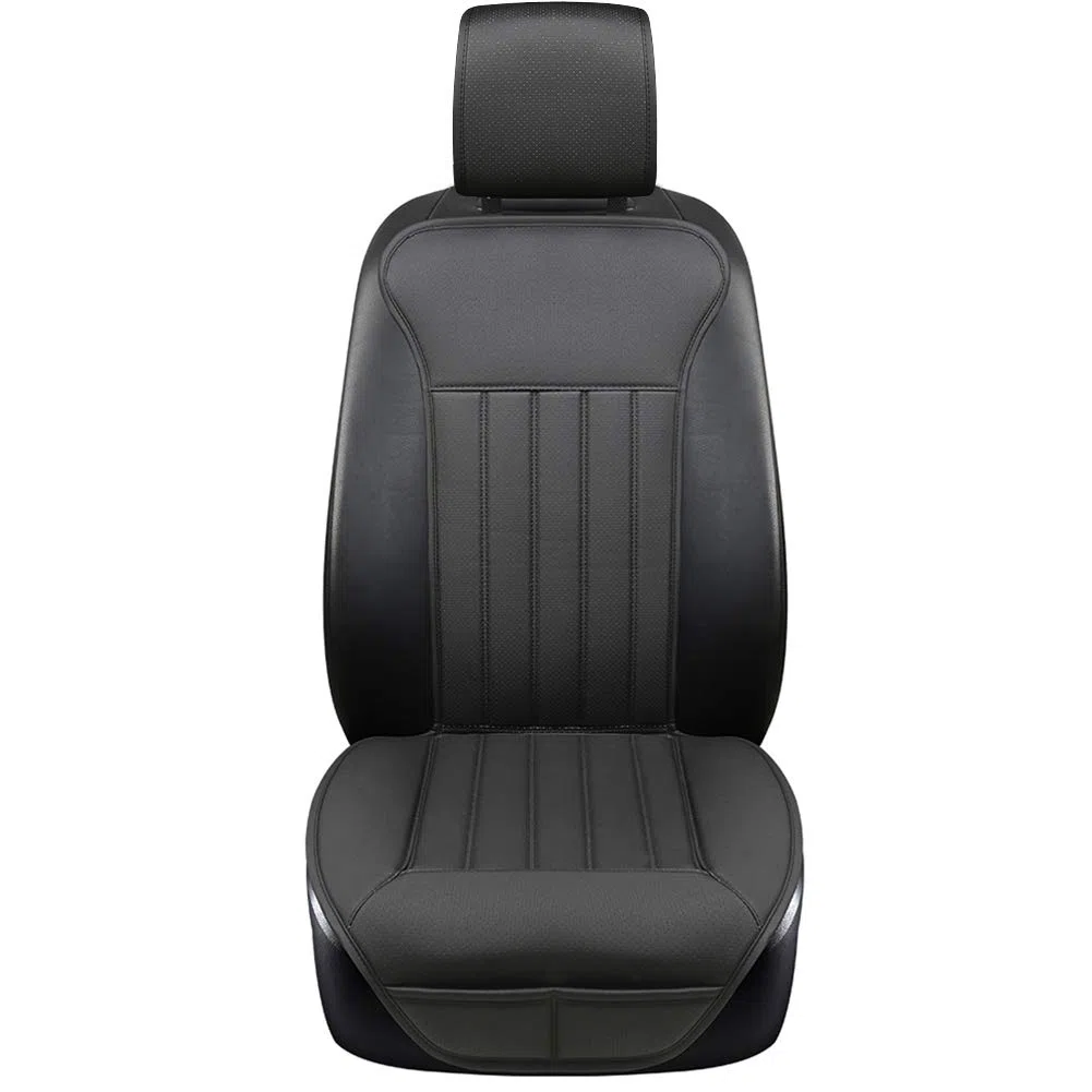 Black Panther Cojin Asiento Coche, Lujo Fundas para Asientos de Coche,Cuatro Estaciones Universal Antideslizante Protector Asiento Delanterocon Respaldo(1PC- Negro)