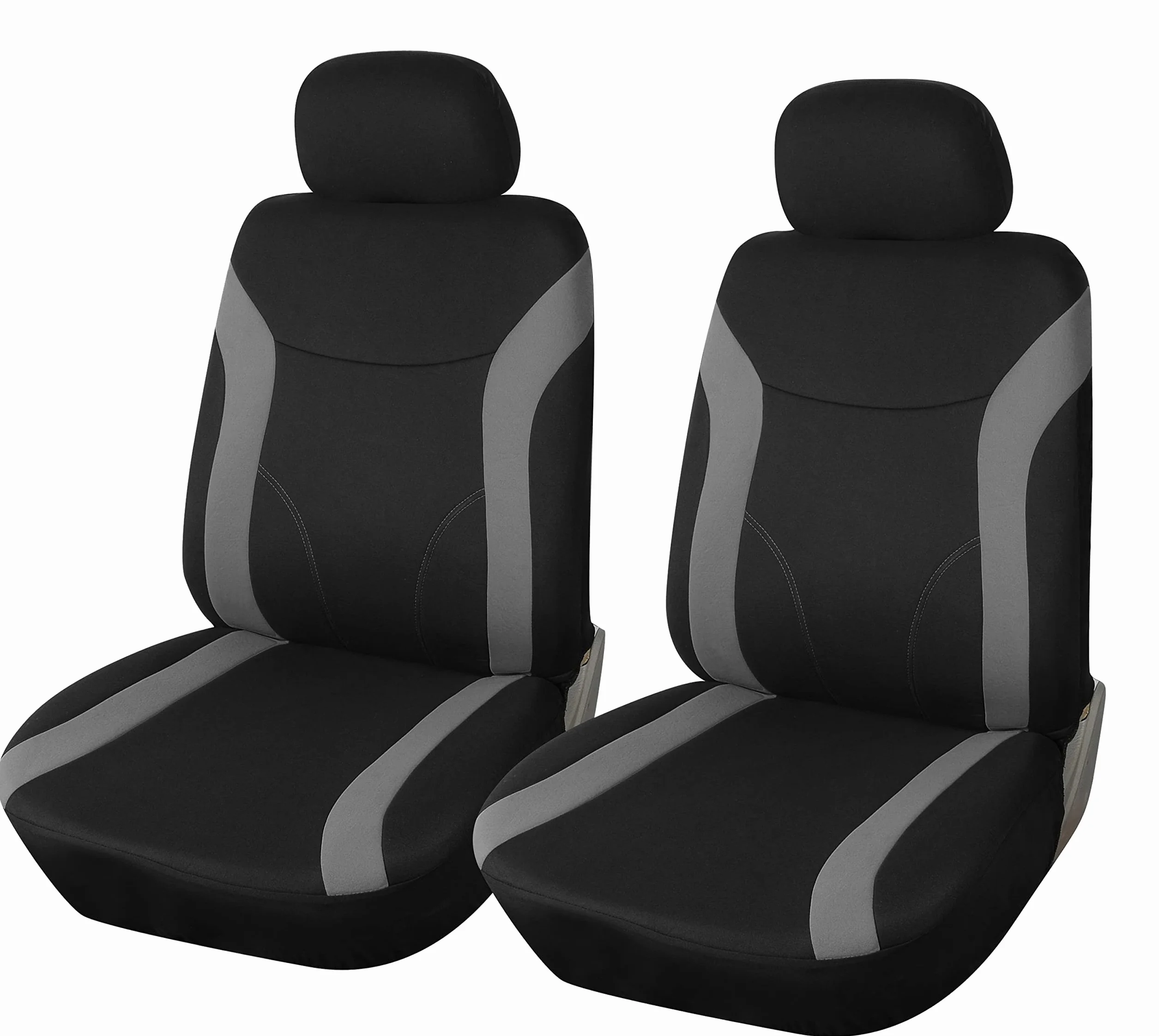 Upgrade4cars Fundas Asientos Delanteros Coche Universales Negro Gris | Protector de Asiento Delantero para Conductor y Copiloto | Accesorios Interior para Mujer y Hombre