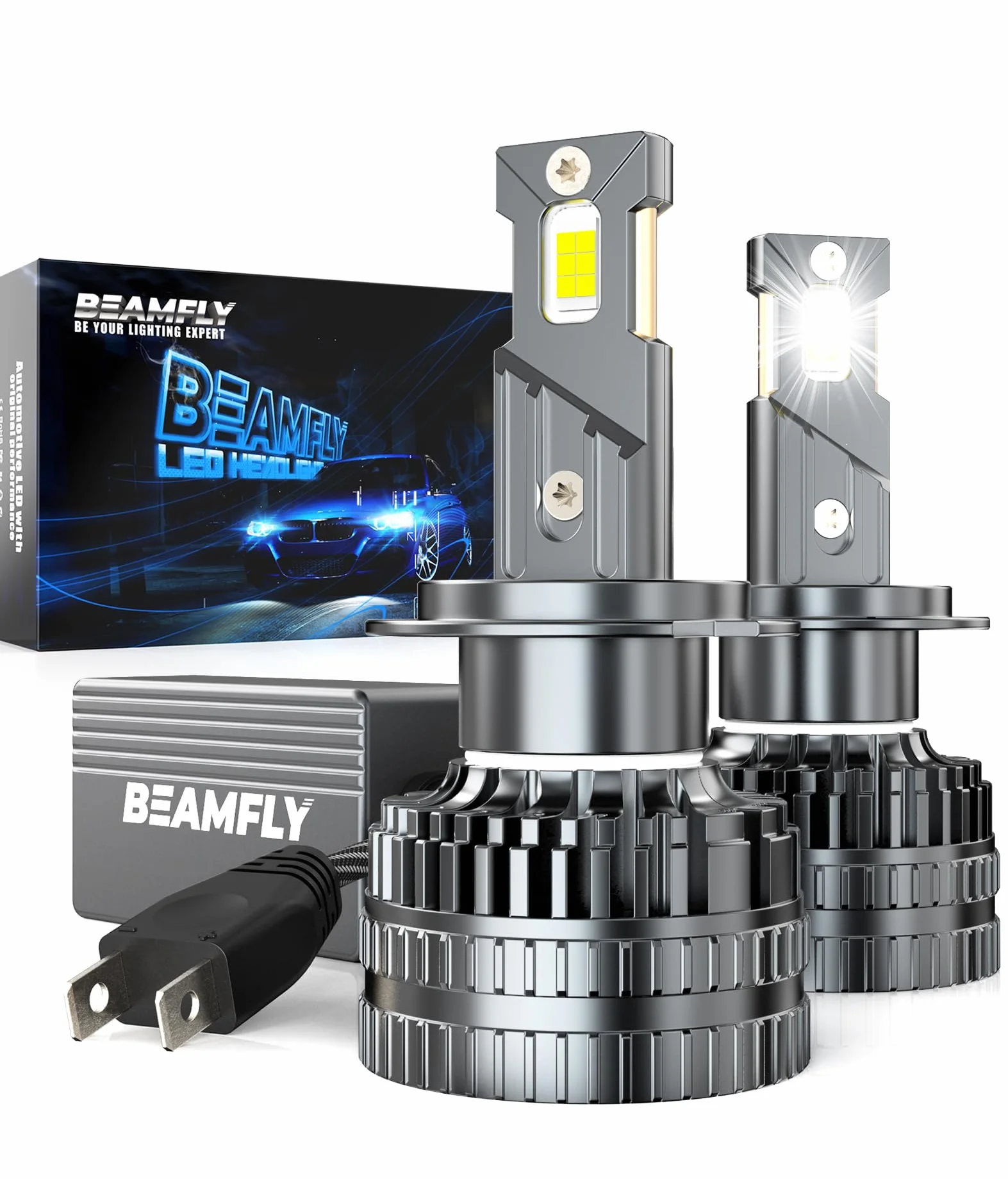 Bombillas LED H7, 130W 48000LM 6000K, Alta Luminosidad 600%, Kit Faros 12V Coche Moto, Disipación Eficiente, Instalación Plug and Play, 2 Unidades