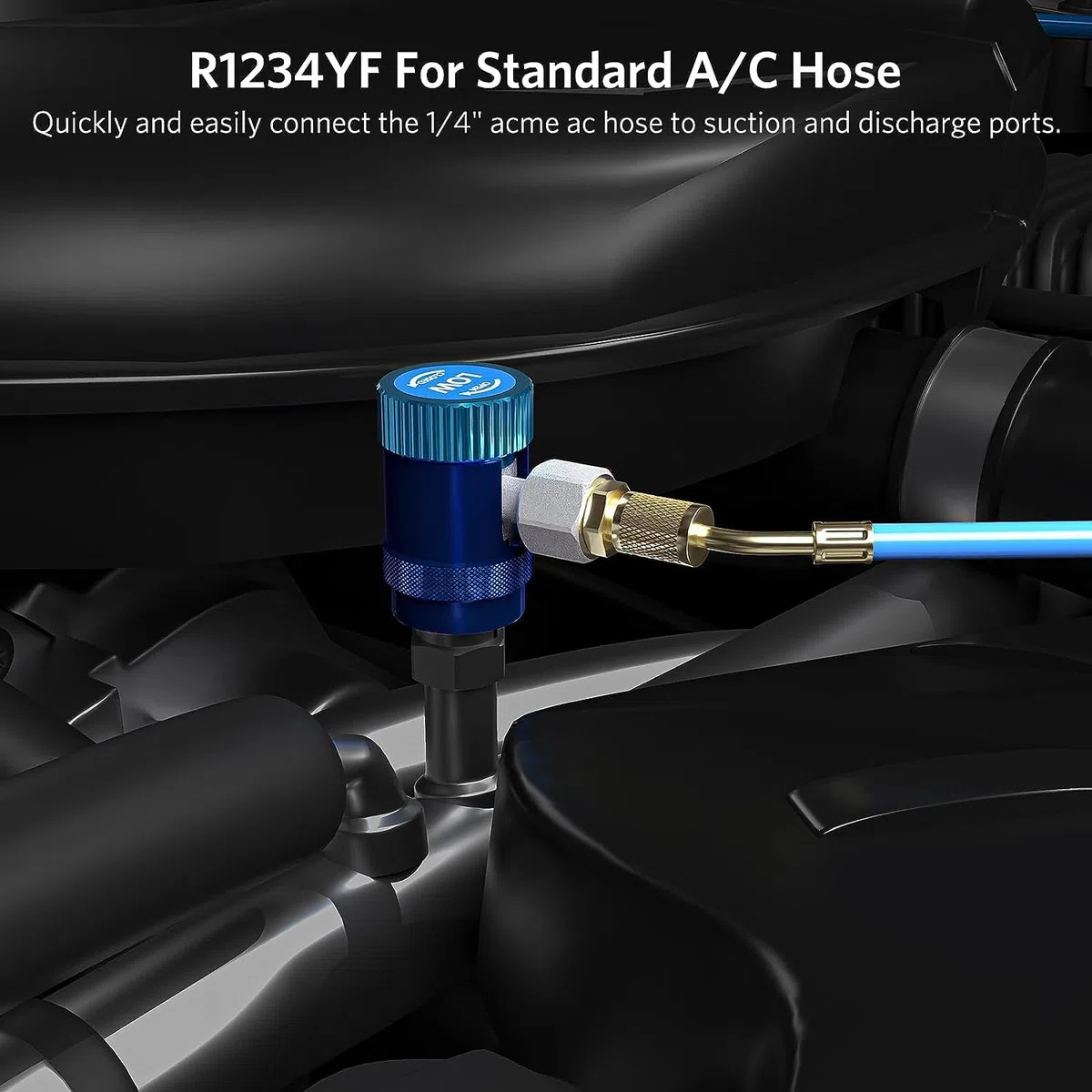 Adaptador De Acoplamiento Rápido R1234yf, Adaptador de Presión Alta/Baja Adaptador de Acoplamiento Rápido para R1234yf, Adaptador de Enchufe con Puerto Macho De 6,35 Mm, para Aire Acondicionado