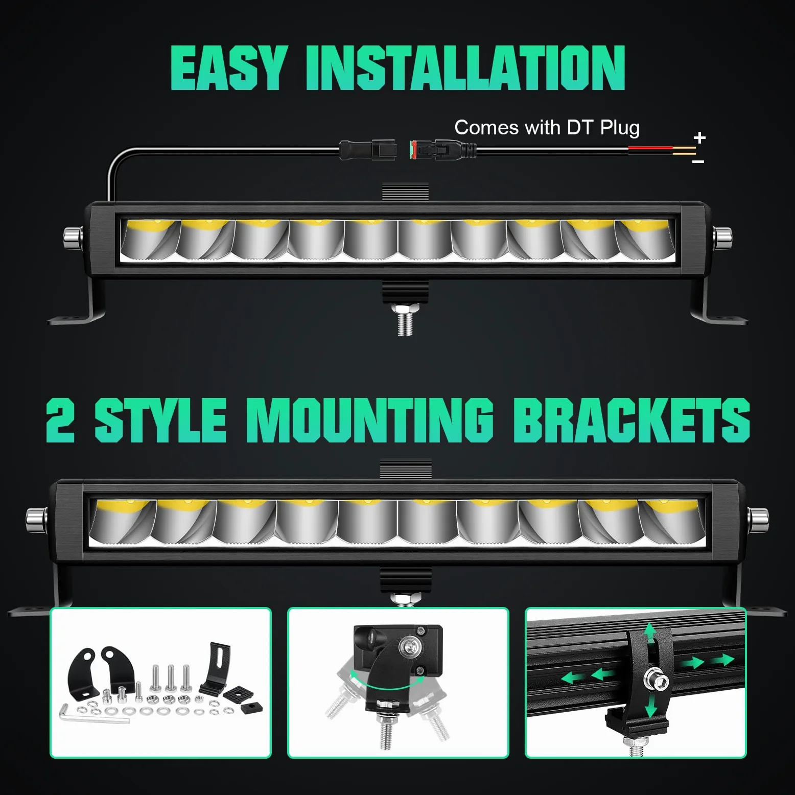 Willpower Barra LED 30cm 12'' 30W Barra de Luz LED 12V 24V Unica Fila Largo Alcance Foco Barras Luminosas LEDs para 4x4 Tractor Coche Camion Barco Offroad, 6000K Bianco, 12V Kit de Cableado