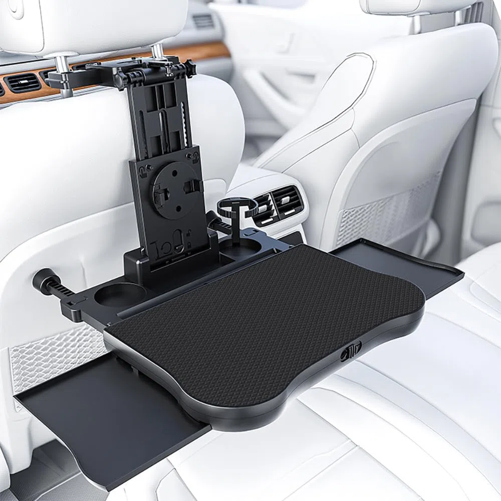 NEWFUN Mesa de Asiento Trasero para Coche, Escritorio con Portavasos y Soporte para Móvil, Escritorio para Portátil para Viajes en Coche, para Trabajar, Escribir, Comer, Viajar