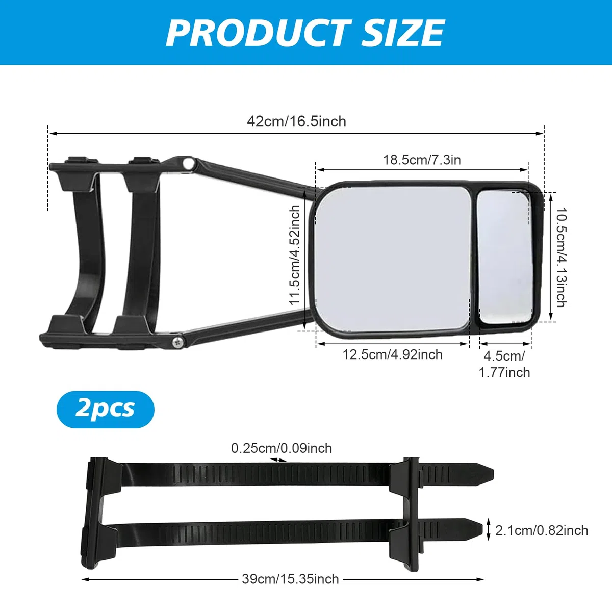 2 Piezas Espejos Retrovisores Caravana, Espejos Caravana Coche Espejo Retrovisor de ExtensióN Ajustable, Espejos de Remolque Universal para Coches, Caravanas, Remolques, Autocaravanas