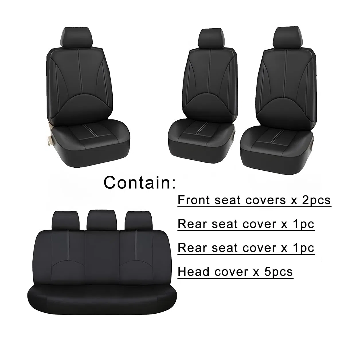 JNNJ 9 Piezas Fundas Asientos Coche, Sets Fundas Asiento Cuero Delanteros Traseros, Fundas Cuero Polvo Transpirables Juego Completo Protector Asiento, Cómodo Cubreasientos Accesorios(Beige)