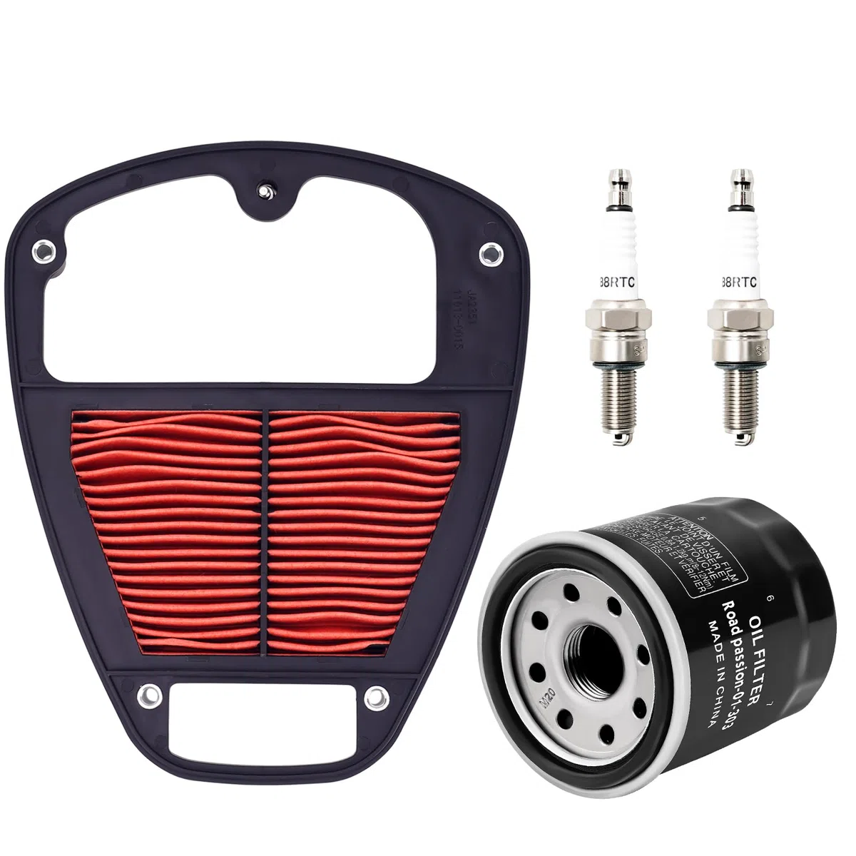 Road Passion Moto Filtro de Aire 11013-0917 HFA2919 & Filtro de aceite & Candele di accensione Compatible para Kawasaki VN900 Vulcan 900 Custom 2006-2023/ VN900 Classic SE Special Edition 2011-2014