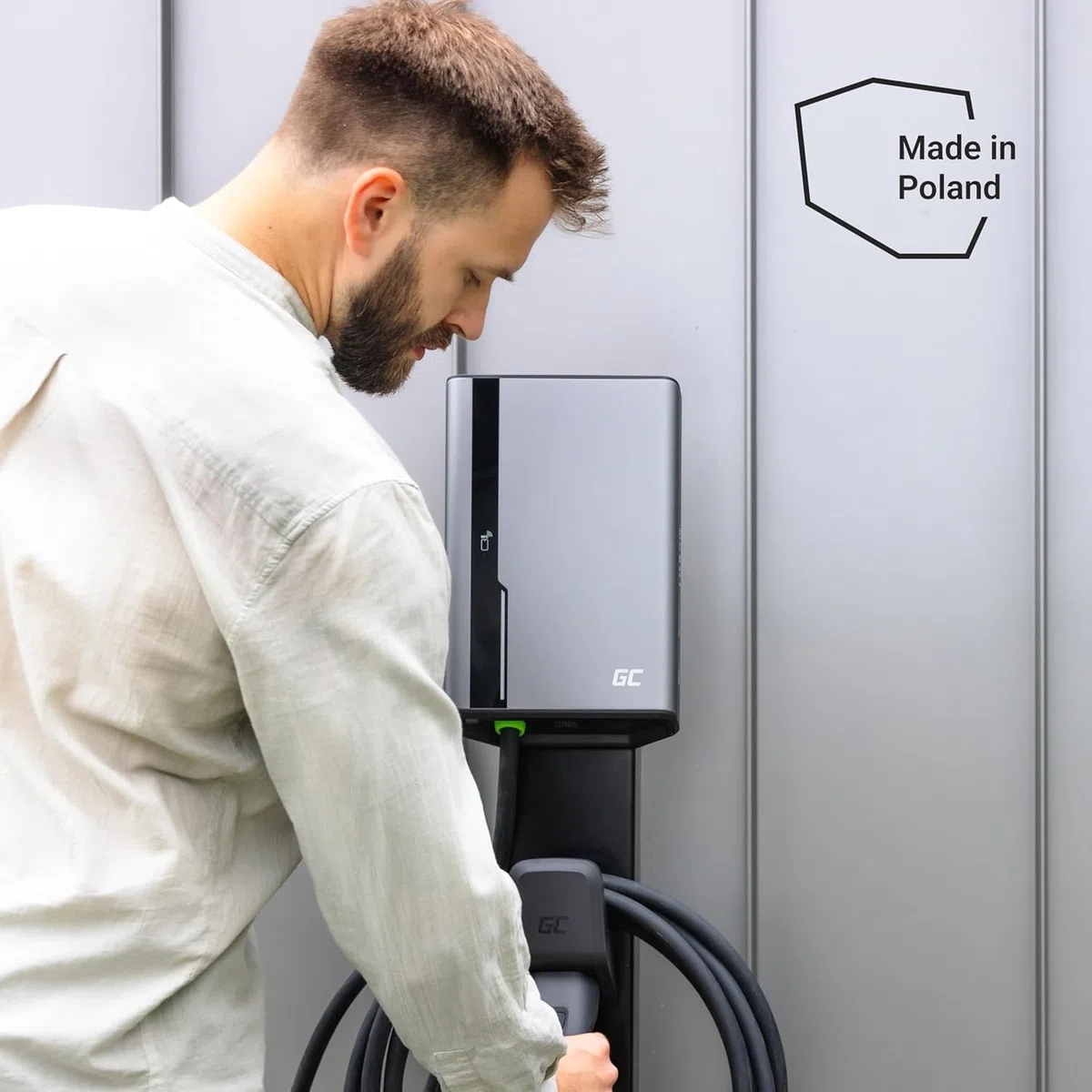 Green Cell GC HabuDen Wallbox 22kW 32A 5m NFC RFID Tipo 2 Cable EV Estación de Carga para Vehículos Eléctricos con GC App Bluetooth WiFi Carga de Coche con 22kW / 11kW / 7,2kW / 3,6kW