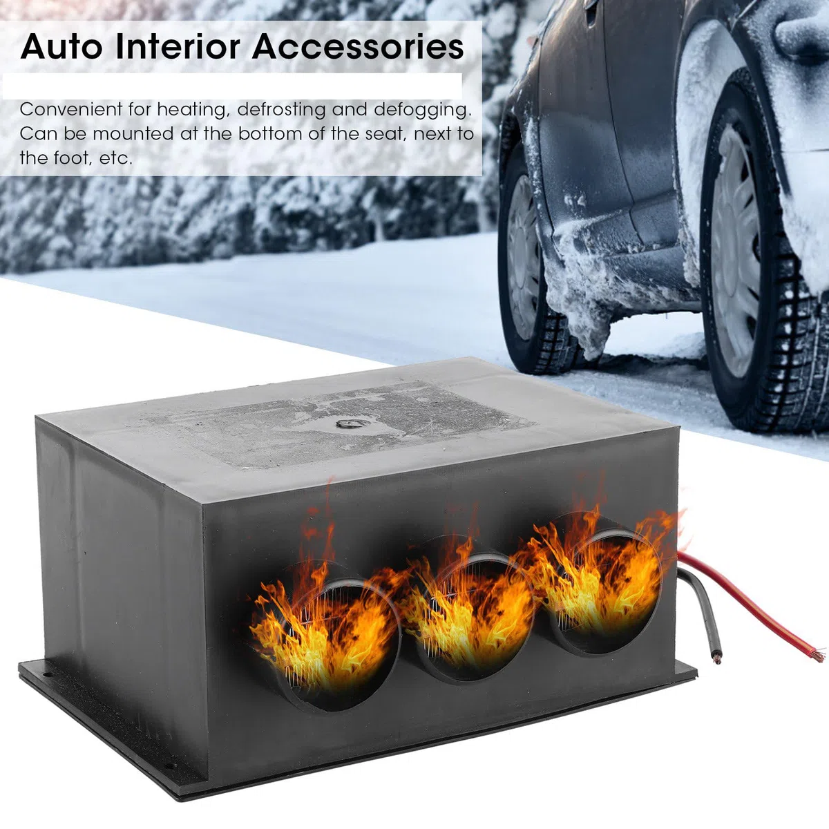 Calentador de Coche Portátil 12V, 3 Orificios de Calefacción Rápida con Función Desempañado y Desescarchado, para Parabrisas y Eliminación de Niebla, para Invierno, Viajes Diarios