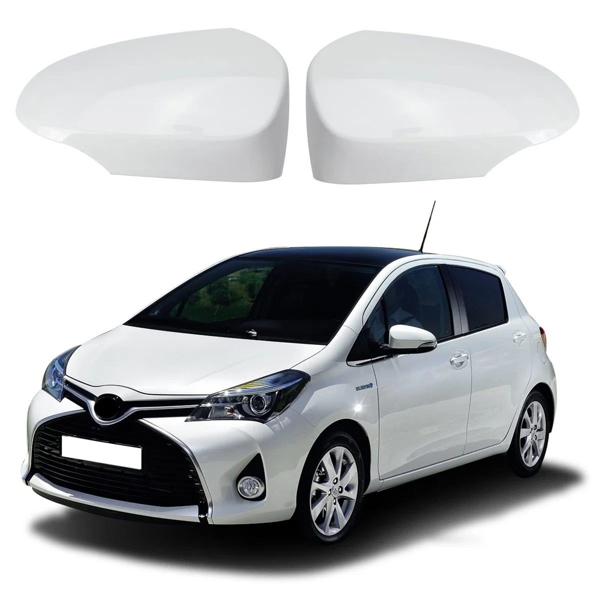 1 par de carcasas para espejo retrovisor de coche, para Toyota Yaris 2012 – 2019 (blanco)