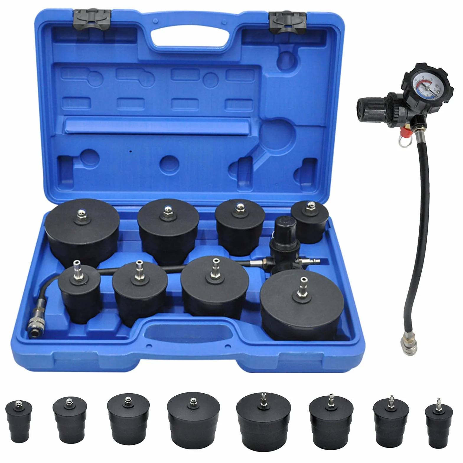 Juego De 9 Comprobadores De Fugas Para Sistemas Turbo, Rango De PresióN: 60 Bar - 80 Psi, Kit De Prueba De PresióN De Intercooler, Comprobador De PresióN Para Sistemas De Compresores