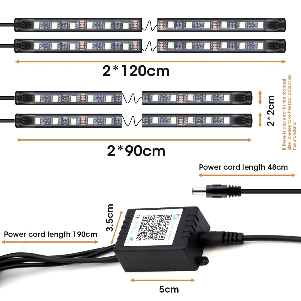 Kit de tira de luz subterránea para coche, kit de iluminación LED para debajo de la carrocería, luces LED RGB para correr, tiras LED RGB, control de aplicación Bluetooth, luces de ambiente