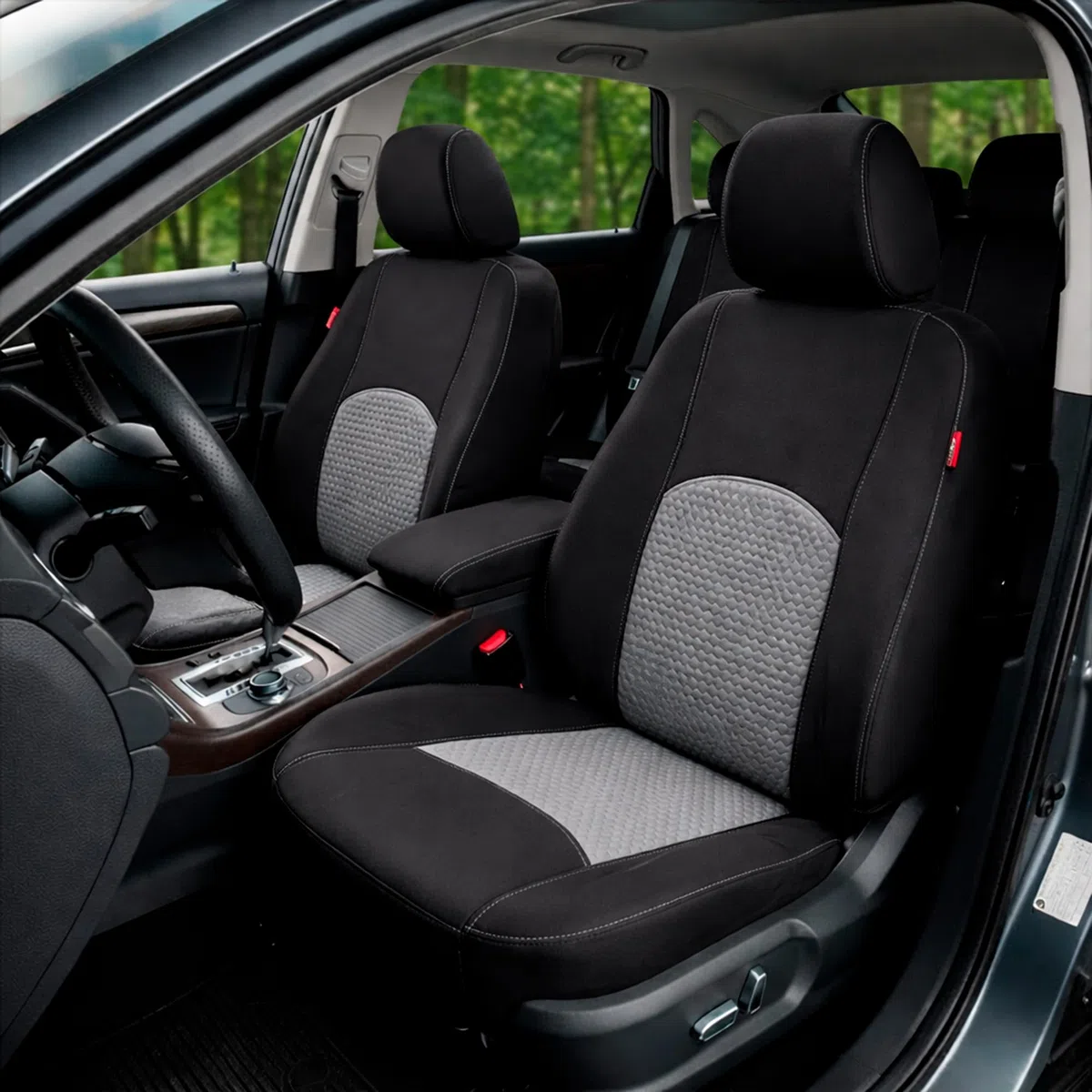 Funda Asiento Coche Delantero (Pack 2 Unidades) con Reposacabezas Coche, Protector Asiento Coche Delantero, Fundas Asientos Coche Universales, Cubre Asientos Coche, Compatibles con Airbags Laterales