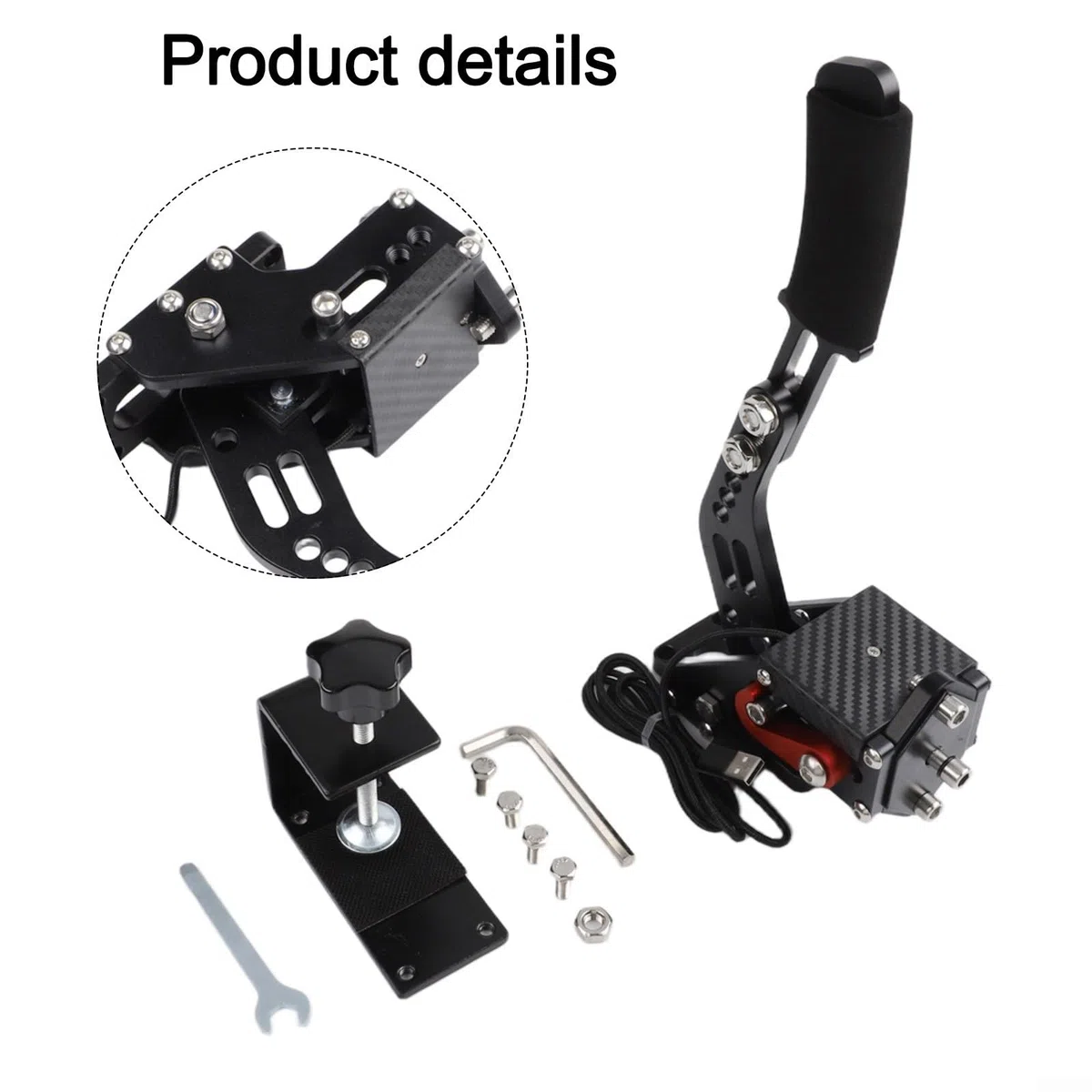 KHIronHive Freno de mano USB Racing con sensor Hall para PC, palanca de freno de tensión ajustable de aleación de aluminio compatible con Logitech G27 G29 G920 T500 T300, para Assetto Corsa Dirt