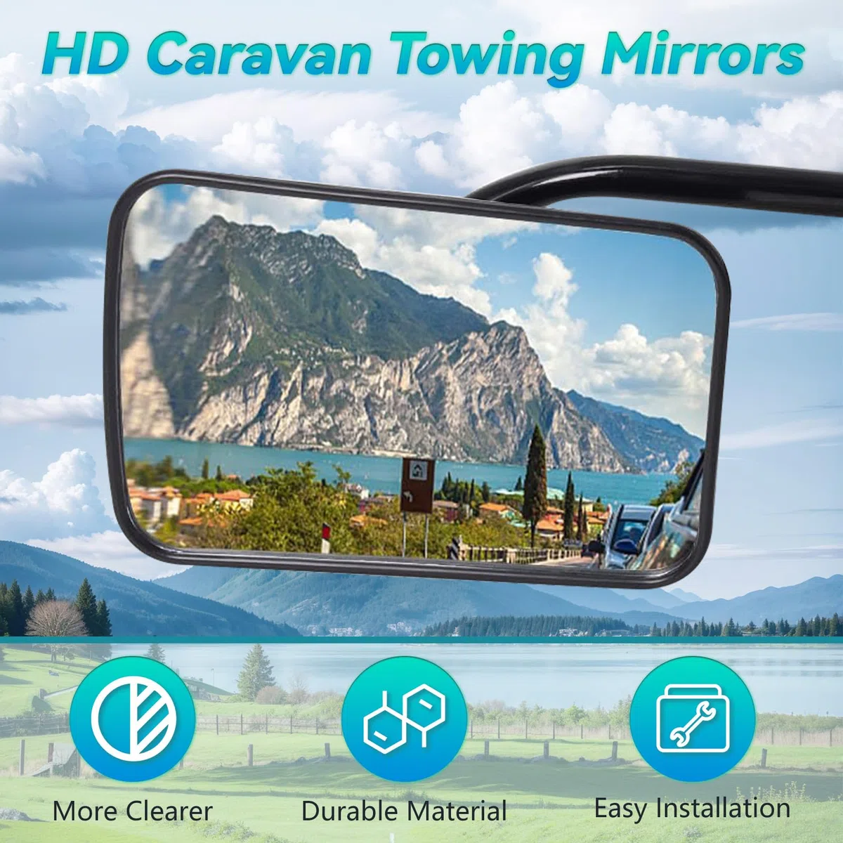 2 Pack Retrovisor Caravana, Orifesio Retrovisores Caravana Ajustable, Espejos Caravana Coche, Retrovisores Caravana Coche, Espejo para Caravana Universal, Espejo Exteriores Caravana