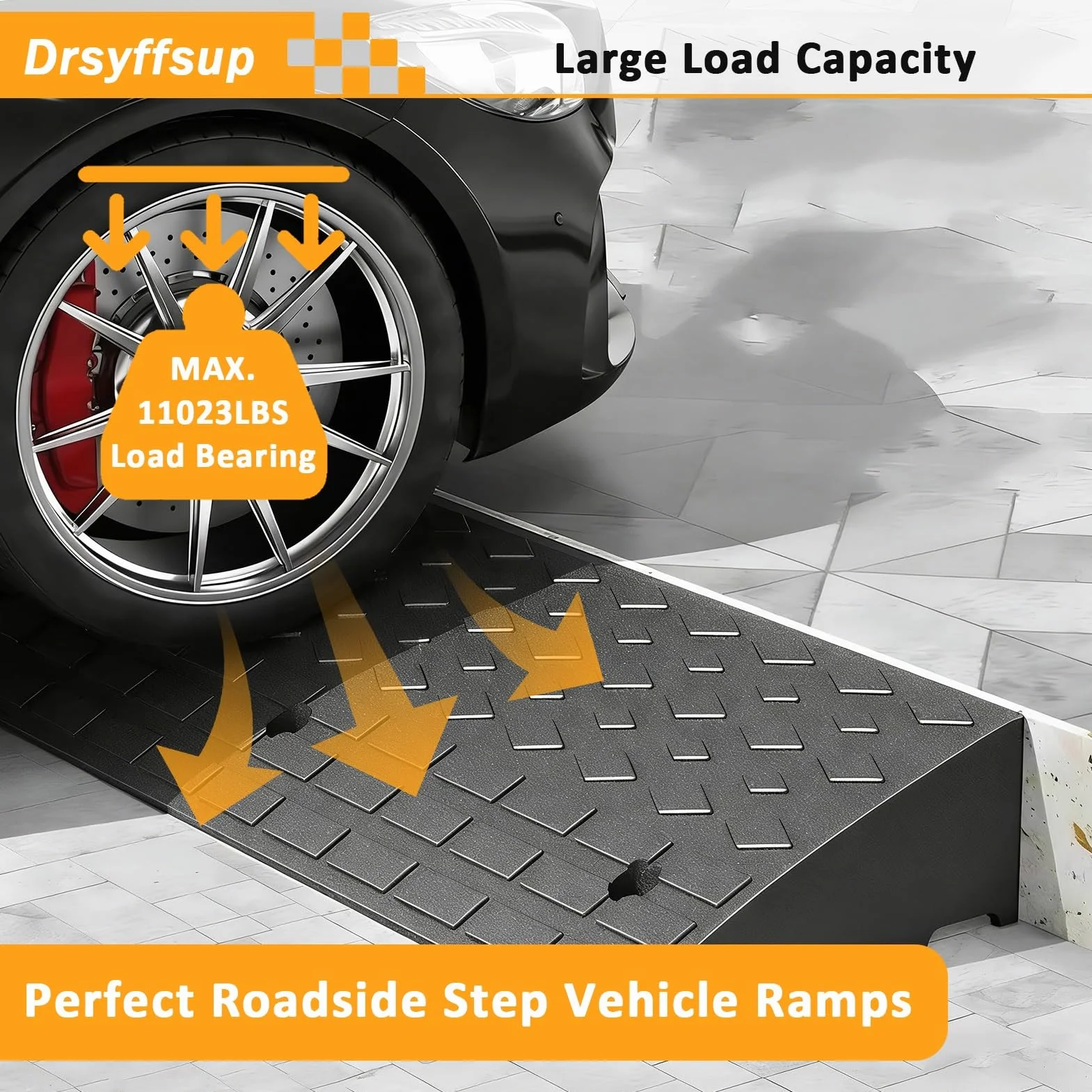 Rampa de Acceso para vehículos de 3,9"/4,3" de Altura - Kit de rampa de umbral de Goma Resistente - para muelles de Carga, garajes, aceras, Camiones, Scooters, Motocicletas y movil
