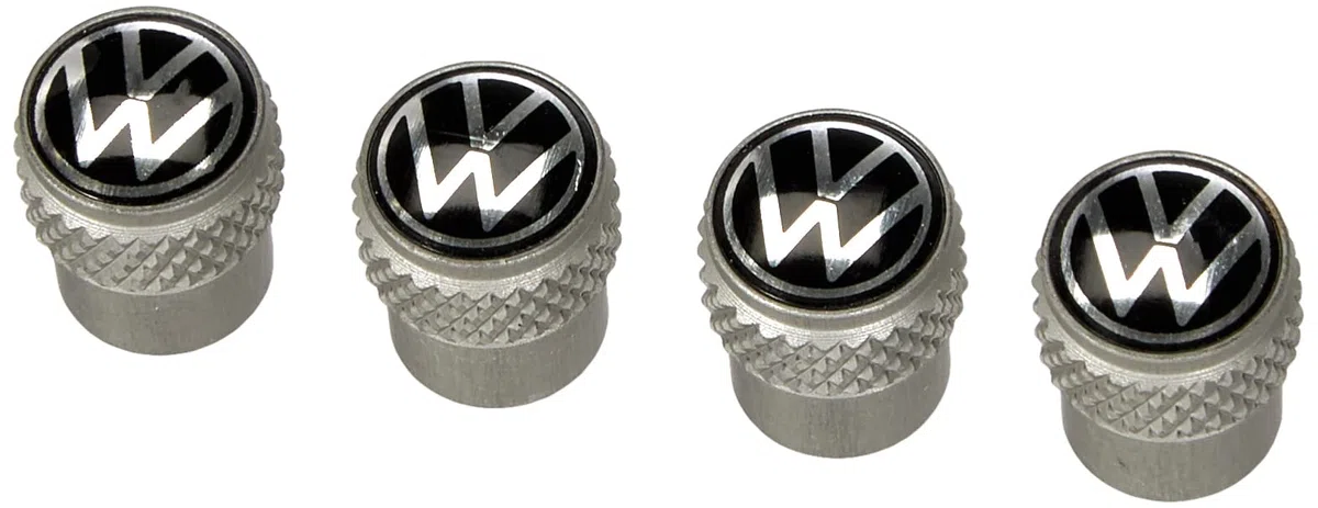 Volkswagen 000071215E - Tapones de válvula para válvulas de Aluminio, Color Plateado