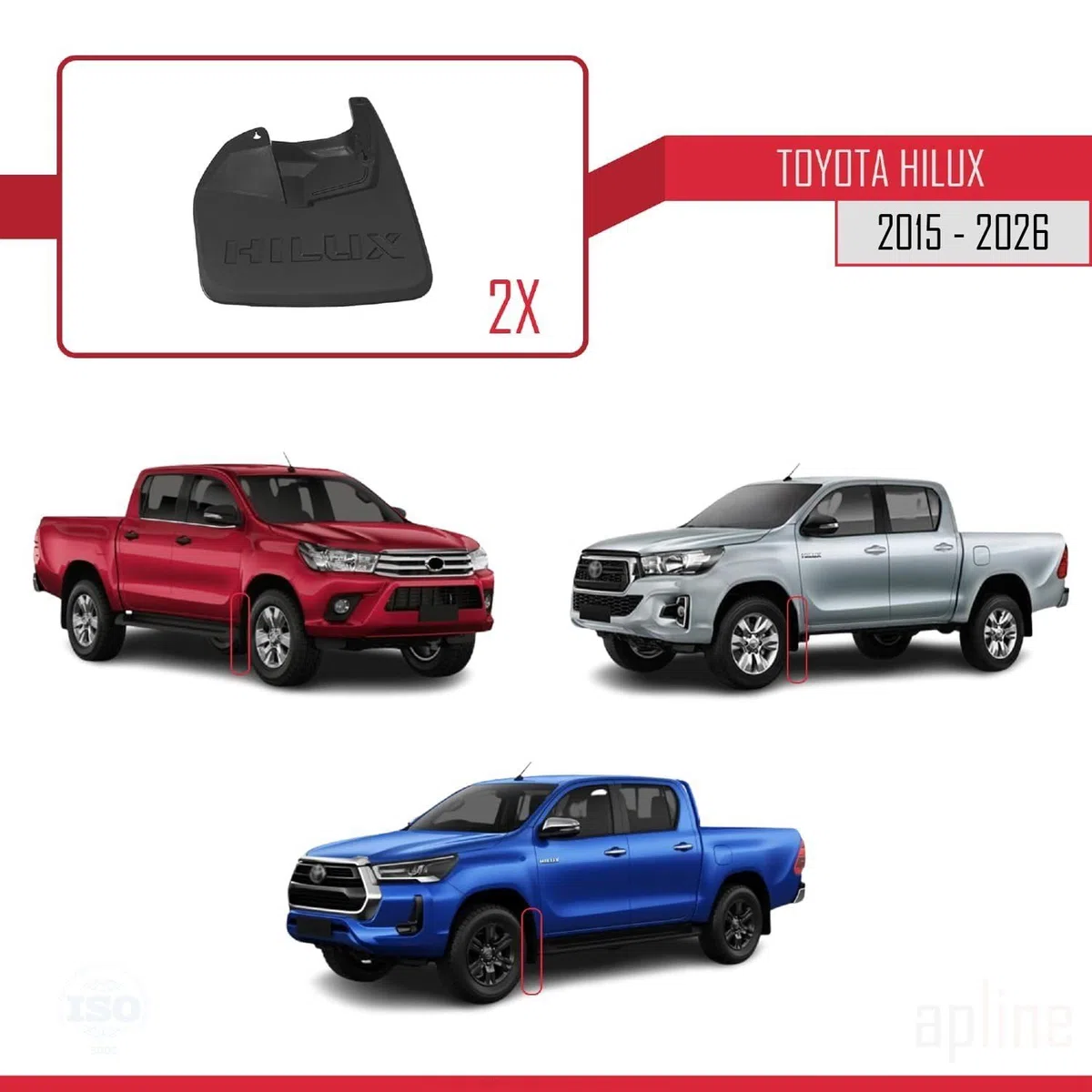 Compatible con Toyota Hilux 8 (AN130) 2015-2024 Guardabarros Vehículo Juego Delantero Trasero 4 Piezas Negro