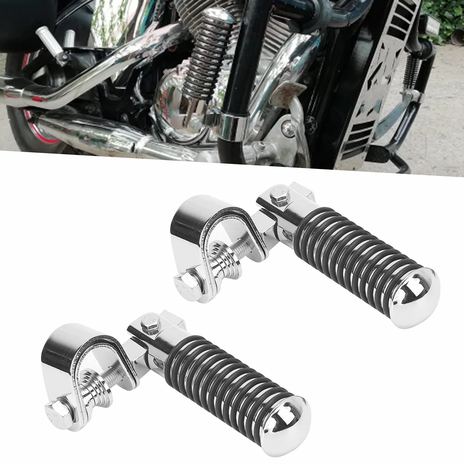 Estribos para Moto, Akozon 1 Par Soporte para Reposapiés de Abrazadera de Pedal de Motocicleta Partes de Motocicleta para Protector de Barra de Choque de Motor de 1 Pulg.(Color Acero Inoxidable)
