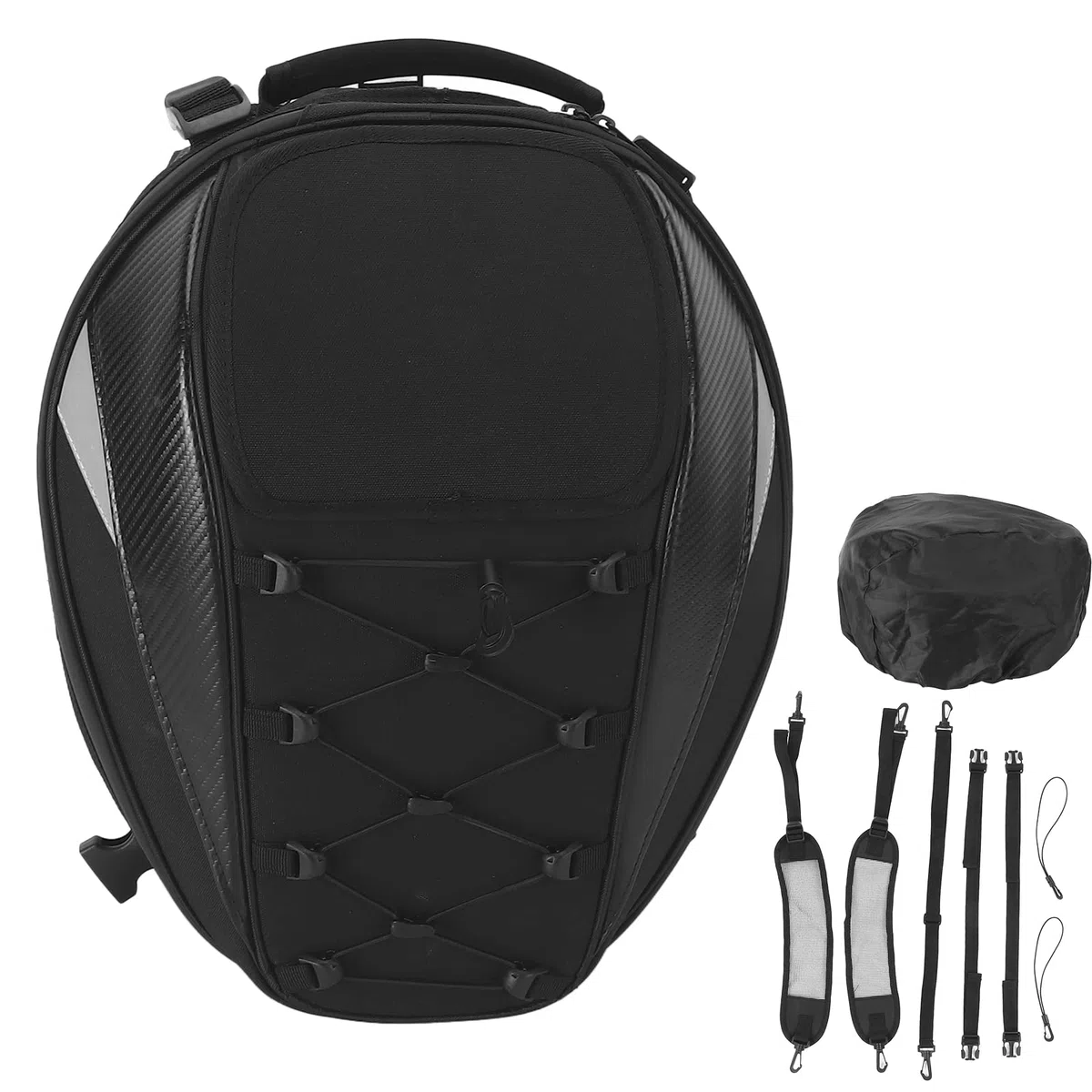 Bolsa de Asiento Trasero para Motocicleta, Mochila para Conductor de Gran Capacidad, Bolsa Trasera Universal Transpirable con múltiples Bolsillos, Estructura de Nailon Duradera