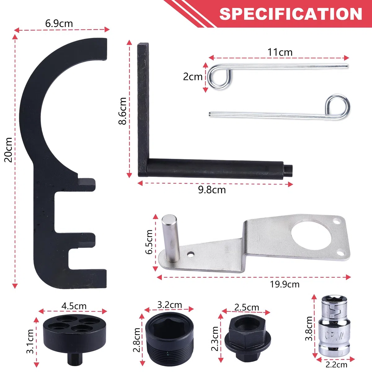 FreeTec 8pzs Kit Calado Distribución, Herramienta Cadena Distribución Motor Diésel, Utiles Calado Bloqueo Árboles de Levas Volante Motor Bomba de Combustible para BMW N47 N47S N57 N57S 320d 1.6 2.0