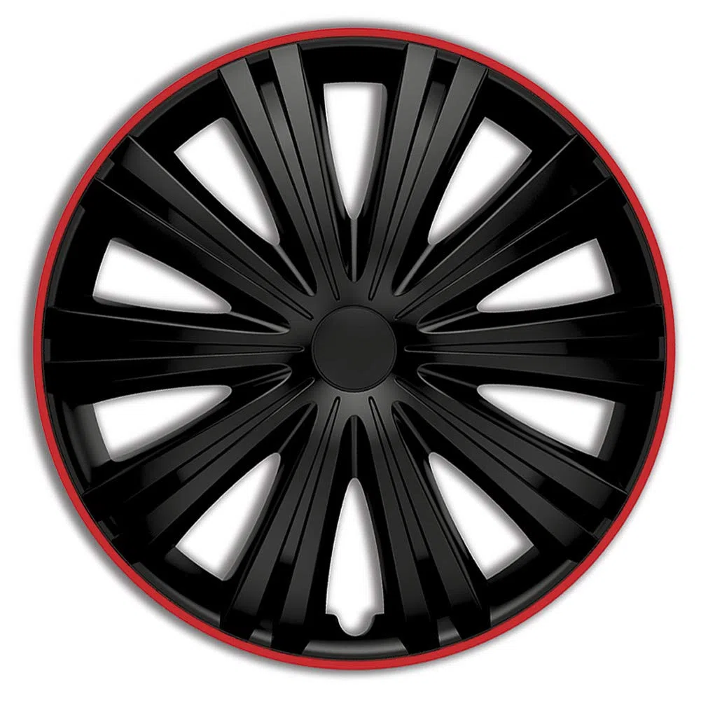 AutoStyle Juego de 4 Tapacubos Giga R 14 pulgadas Negro/Rojo