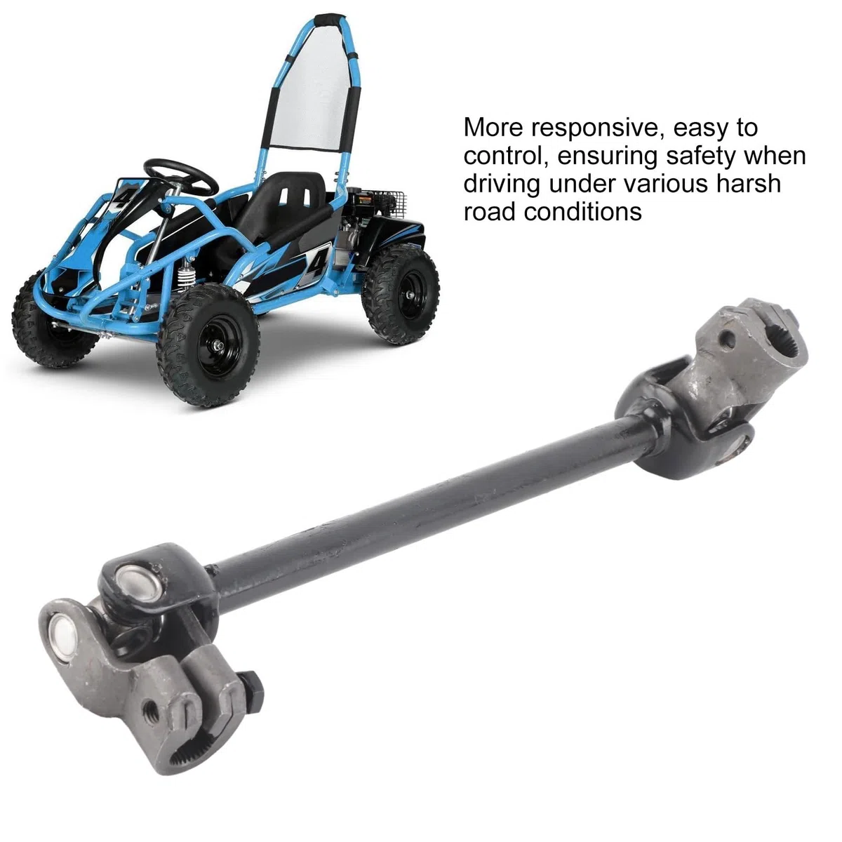 Akozon Eje de Columna de Dirección, 30T 375 Mm Go Kart Engranaje de Dirección Eje de Nudillo Aleación de Acero para 110 125 DIY Go Kart Quad ATV