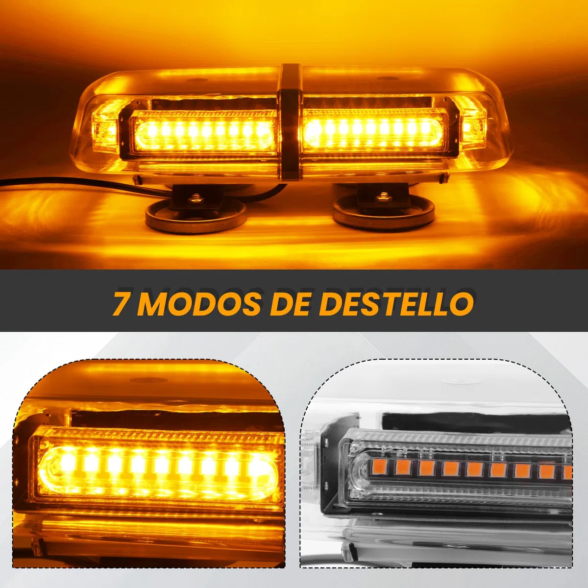 Luces Estroboscópicas De Emergencia para Coche 54 LED Magnéticas 12-24V 7 Modos Doble Control IP65 Luz De Advertencia Universal para Camión SUV Vehículos