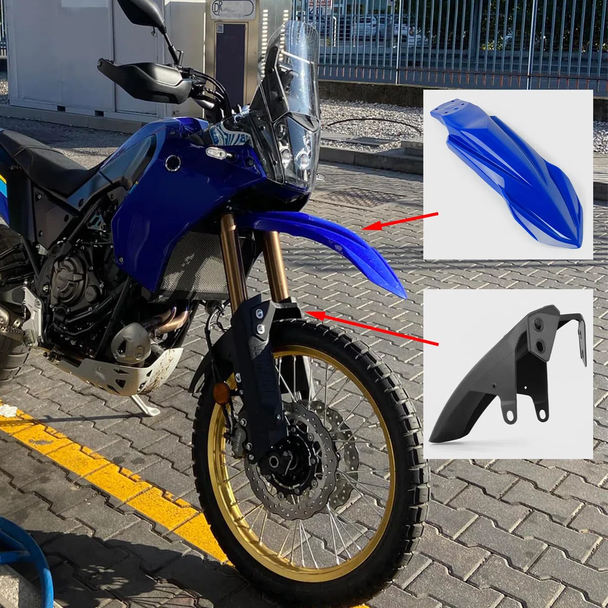 Guardabarros delantero para motocicleta compatible con Yamaha Tenere700 XTZ700 XTZ690 2019-2025, recambio para motocicleta, guardabarros delantero para rueda delantera (Frente azul)