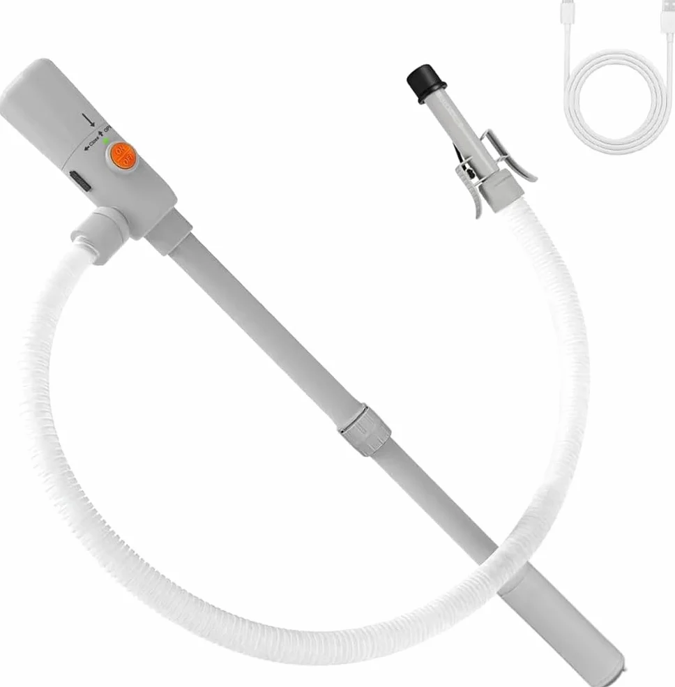 Bomba de gasolina para bidón – Doble alimentación (USB-C/AA), 3,2 GPM, bomba de transferencia de combustible eléctrica con parada automática, bomba de aceite eléctrica portátil, manguera de 51