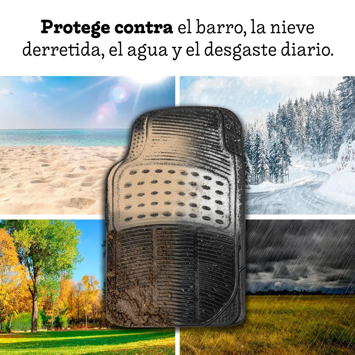 Alfombrillas Coche Universal Pack 5 Piezas Interiores (2 Delanteras + 2 Traseras + Alfombrilla Maletero Coche), Alfombrillas Coche Goma PVC Flexible Impermeables, Antideslizantes y Recortables