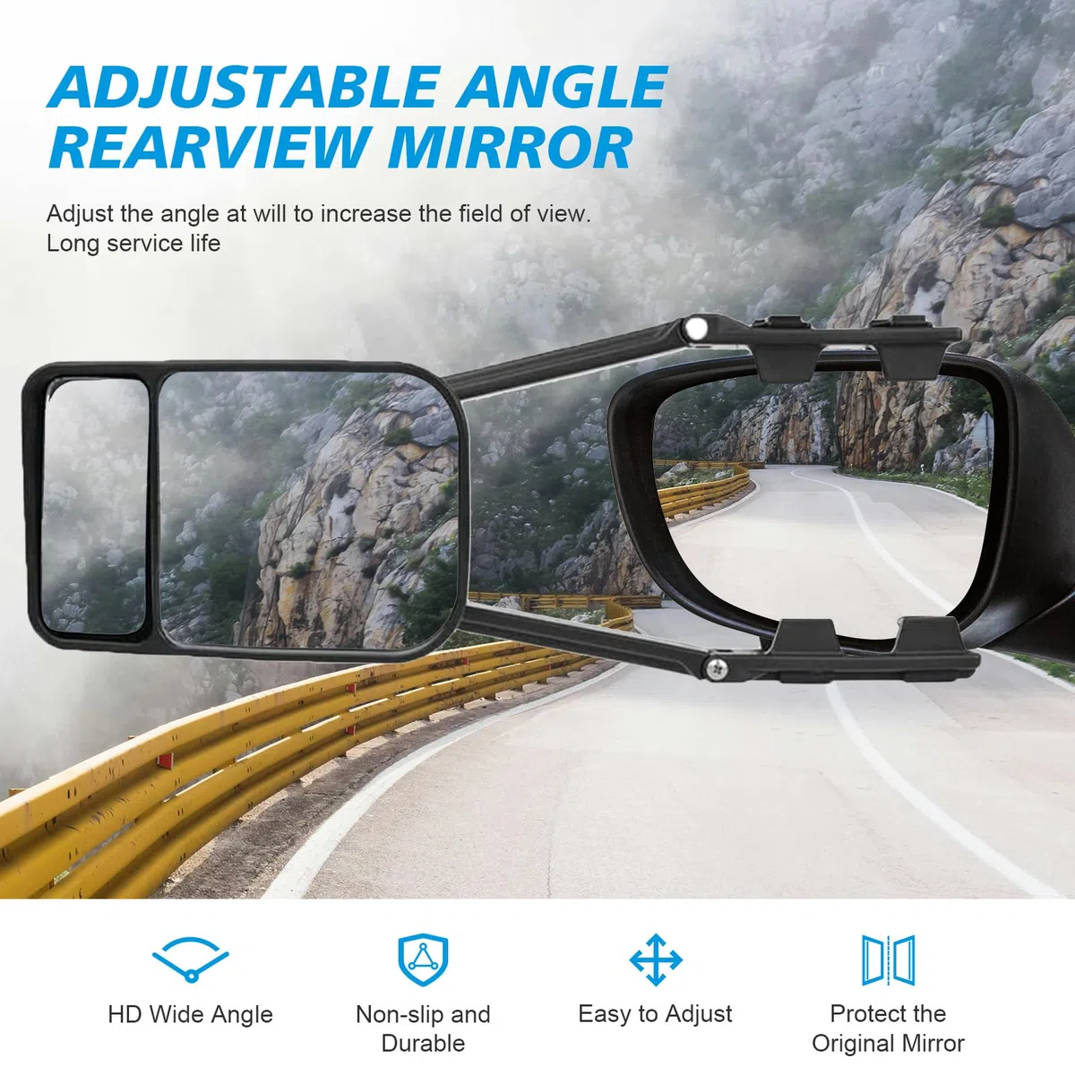 2 Piezas Espejos Retrovisores Caravana, Espejos Caravana Coche Espejo Retrovisor de ExtensióN Ajustable, Espejos de Remolque Universal para Coches, Caravanas, Remolques, Autocaravanas