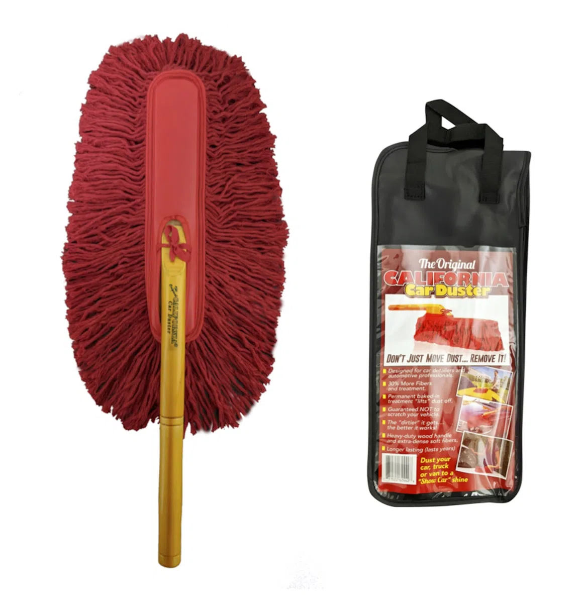 California Car Duster CCD-Original - Plumero estándar para Coche con Mango de Madera, Color Rojo