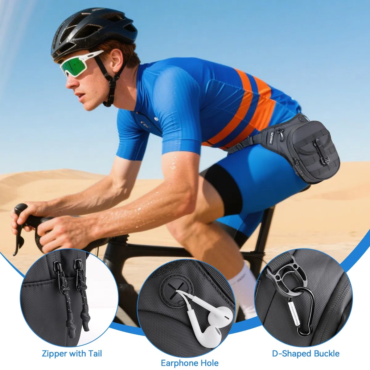 MOSISO Bolsa Muslo Bolsa Pierna Moto para Hombre y Mujer, Universal Expandible y Multifuncional Bolsas Almacenamiento Bolsas Táctica Pierna Resistente Agua para Deportes al Aire Libre Ciclismo,Negro