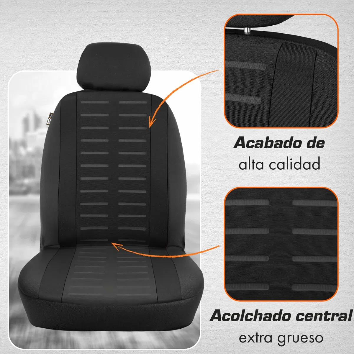 Upgrade4cars Fundas Asientos Coche Universales Negro | Cubre Universal | Protector de Asiento Delantero para Delantero y Trasero | Accesorios Interior Decoracion