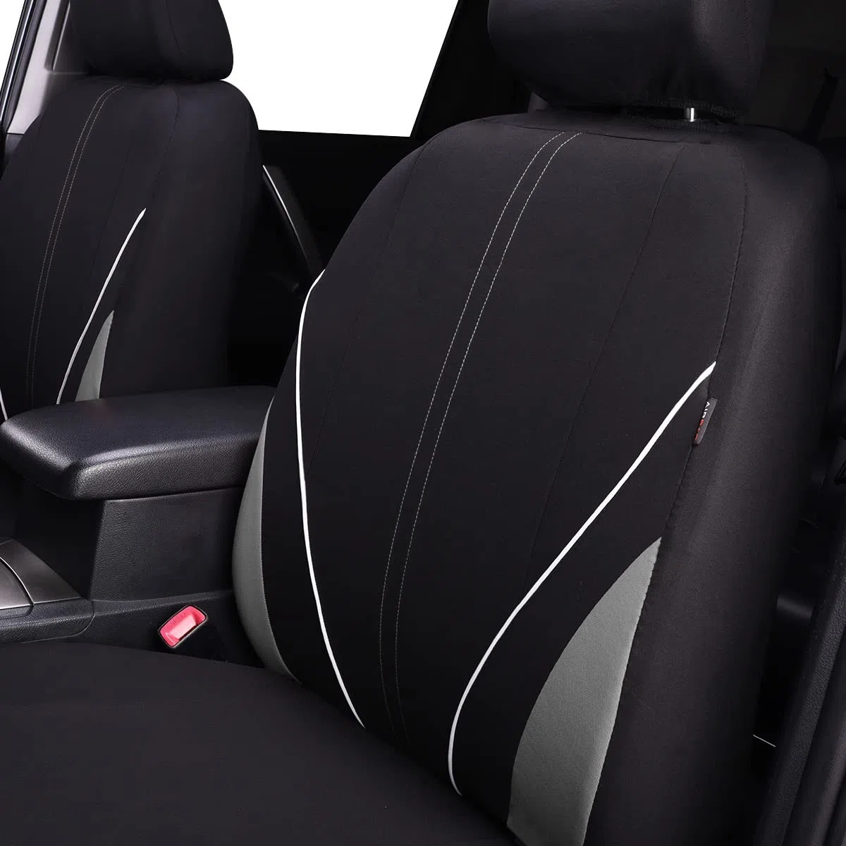 Flying Banner Juego Completo de Fundas universales de Malla Transpirable para Asiento de Coche, Protector Compatible con airbag (Negro y Gris)