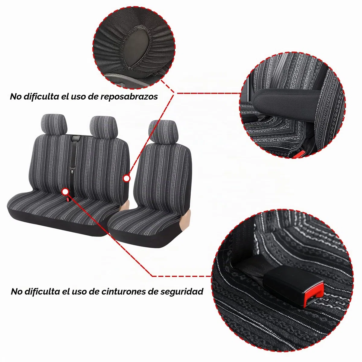 AUTOYOUTH Funda Universal para Asiento de Coche, Camión, Furgoneta, SUV, Compatible con Airbag (2 + 1)