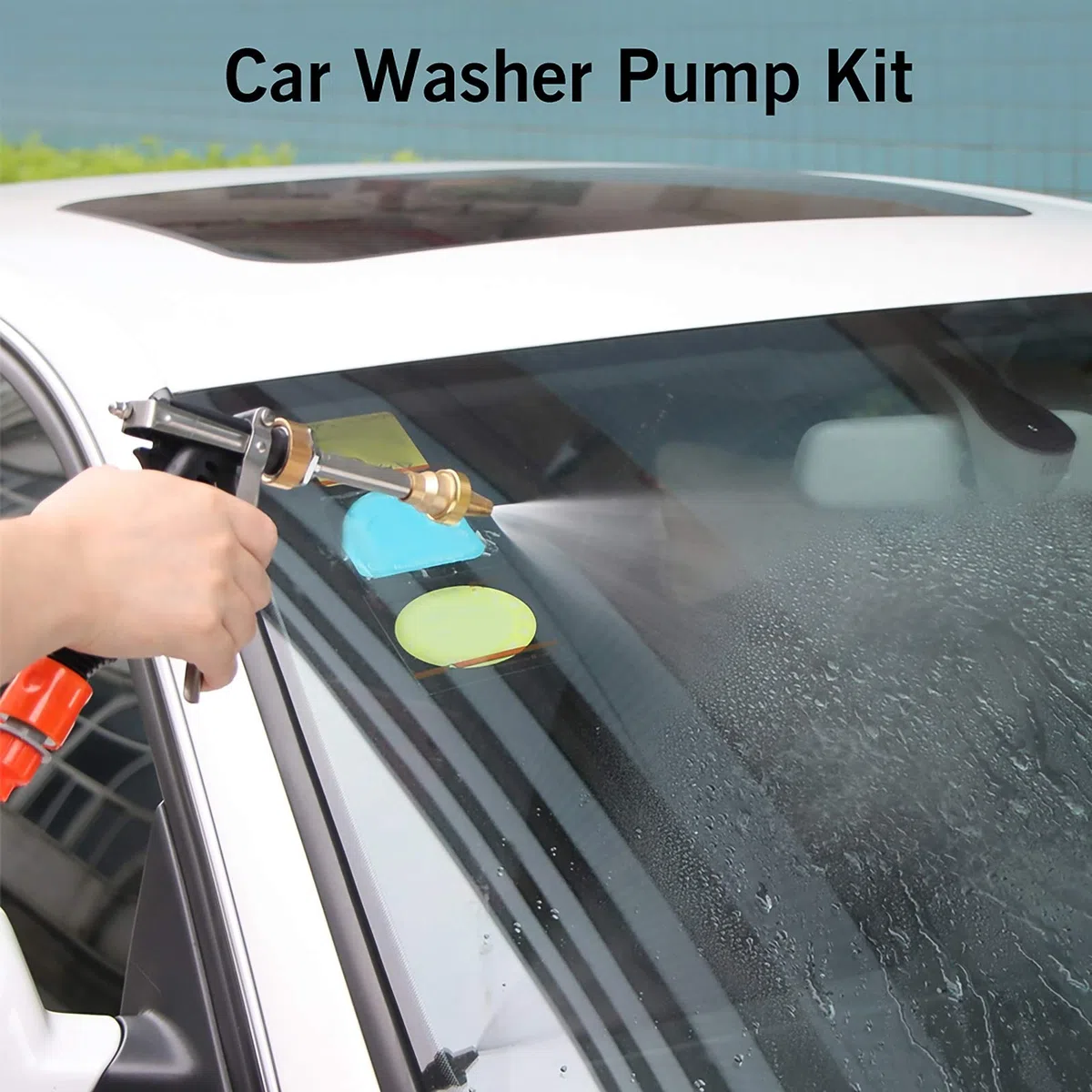 ALLOMN Bomba de Agua para Lavado de Coches de Alta Presión, Kit de Limpieza con Pistola Pulverizadora Portátil 130PS DC 12V 80W
