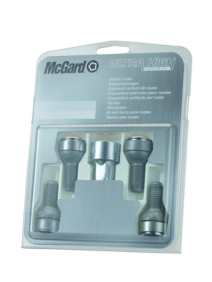 McGard 28018SL Ultra High Security - Tornillos antirrobo para ruedas (base esférica, M14 x 1,5, longitud del vástago 26,7mm, SW17)