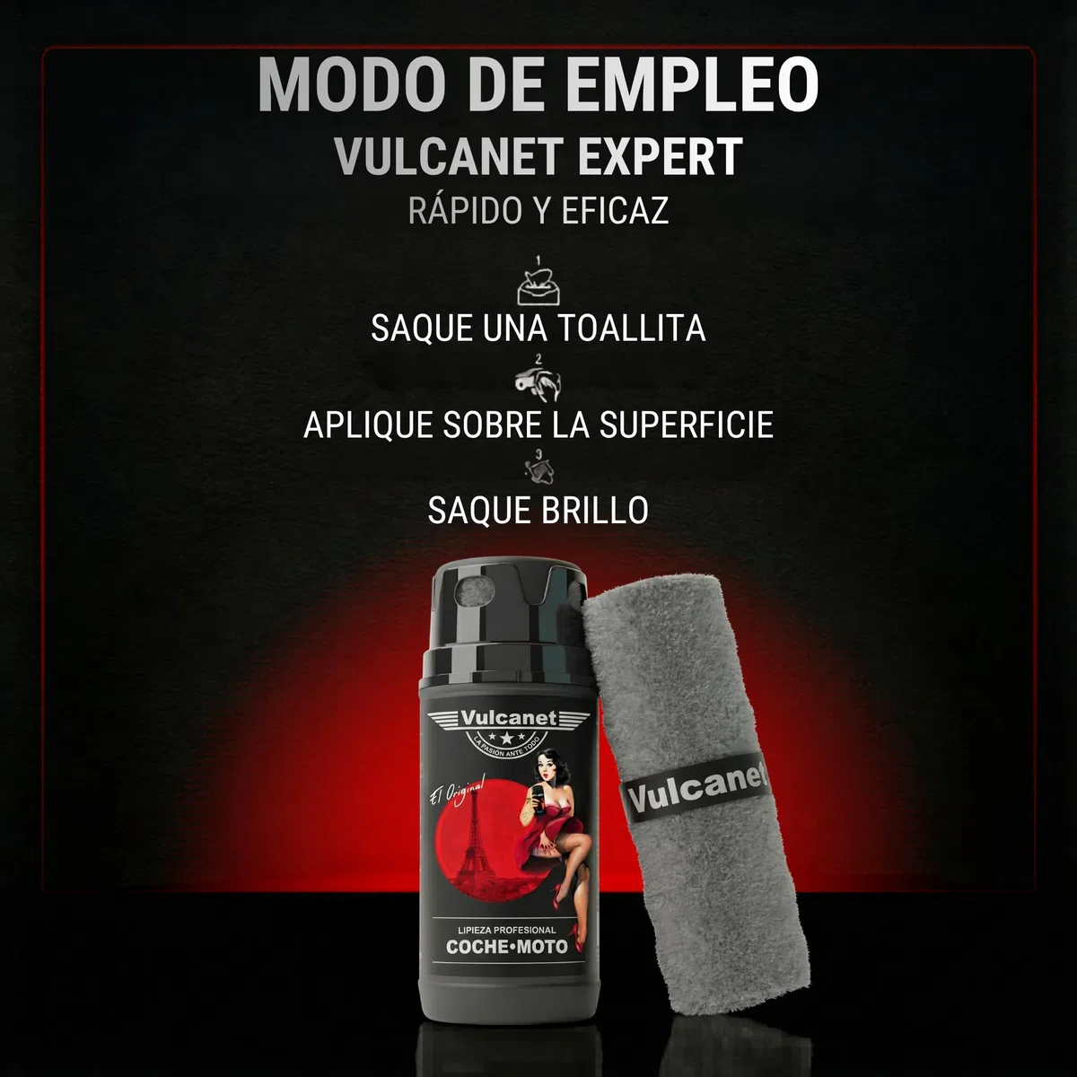 Vulcanet - Toallitas de limpieza, sin agua, para motocicleta y coche (80 unidades)