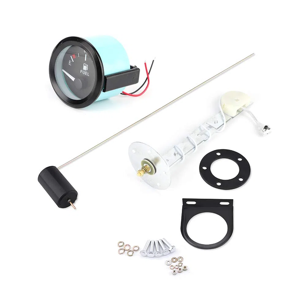 Medidor de Nivel de Combustible, 2 "52 mm Universal Car Motocicleta Medidor de Nivel de Combustible 12V con Esfera Negra y luz LED Blanca para Vehículos Diésel de Gas