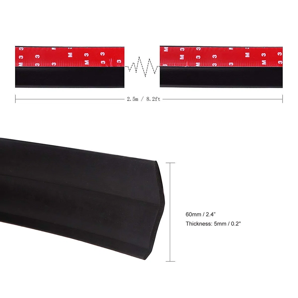 1 Rollo Tira Delantera Anti-colisión de 2.5m*60mm para Renault Clio E-Tech Hybrid Hatchback (2020-), Protector de Carrocería,Flexible Aerodinámico Ajustable Recortablec,Black