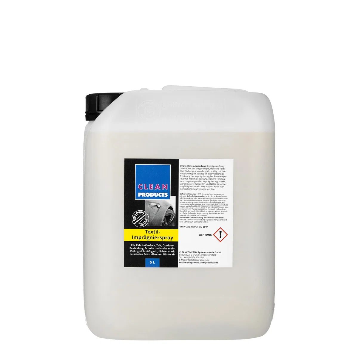 Impregnante de 5 litros – Impregnación eficaz para capota convertible, softtop, textil. Uso como spray impermeabilizante