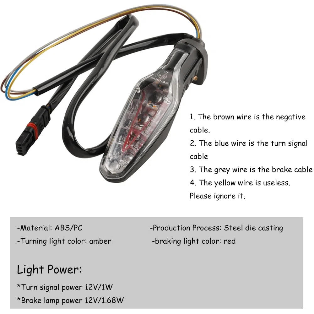 12 V LED Luz intermitente de freno para motocicleta resistente al agua compatible con BMW R1250GS R1300GS F900GS S1000RR S1000R S1000XR M1000RR R 1250 1300 GS S 1000 R RR XR