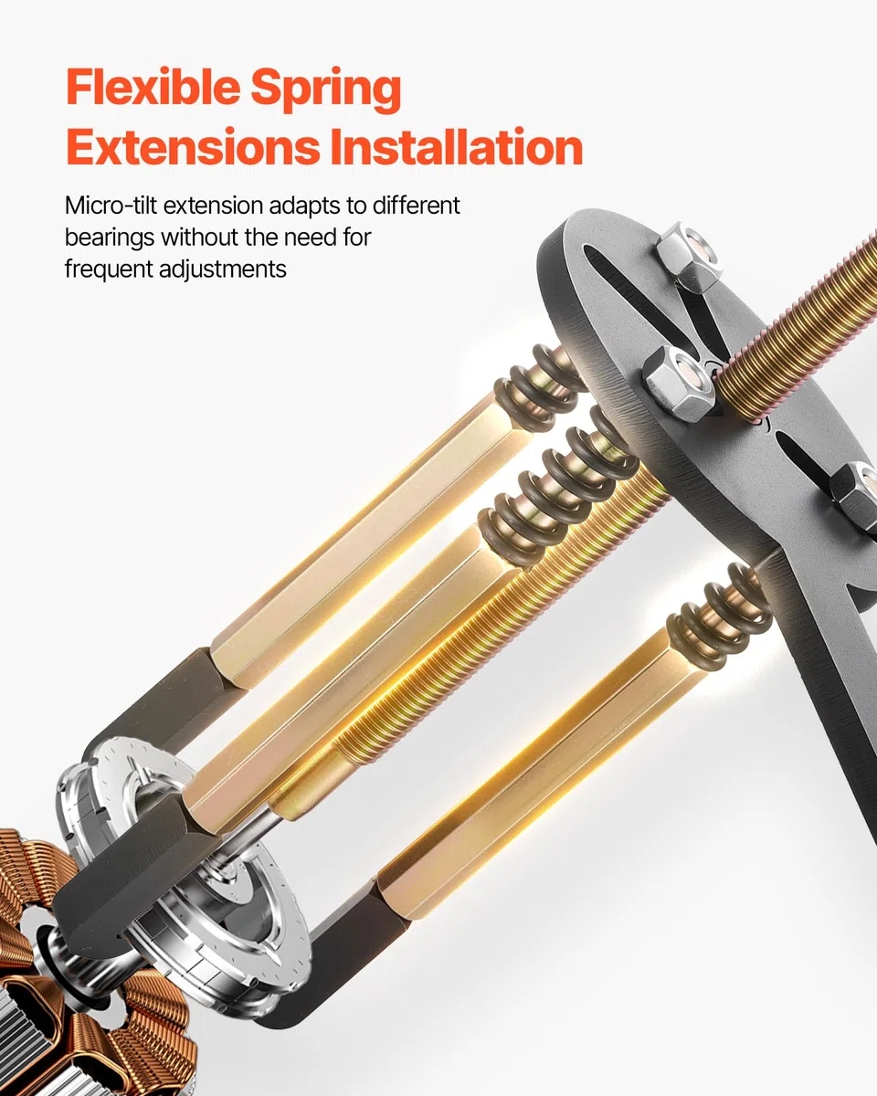 VEVOR Juego de Extractores Multifuncional de Rodamientos 36 en 1 para Rodamientos Internos y Externos, con Estuche Portátil Resistente y Resorte y un Vaso de 17 mm, 400 x 255 x 55 mm, Marrón