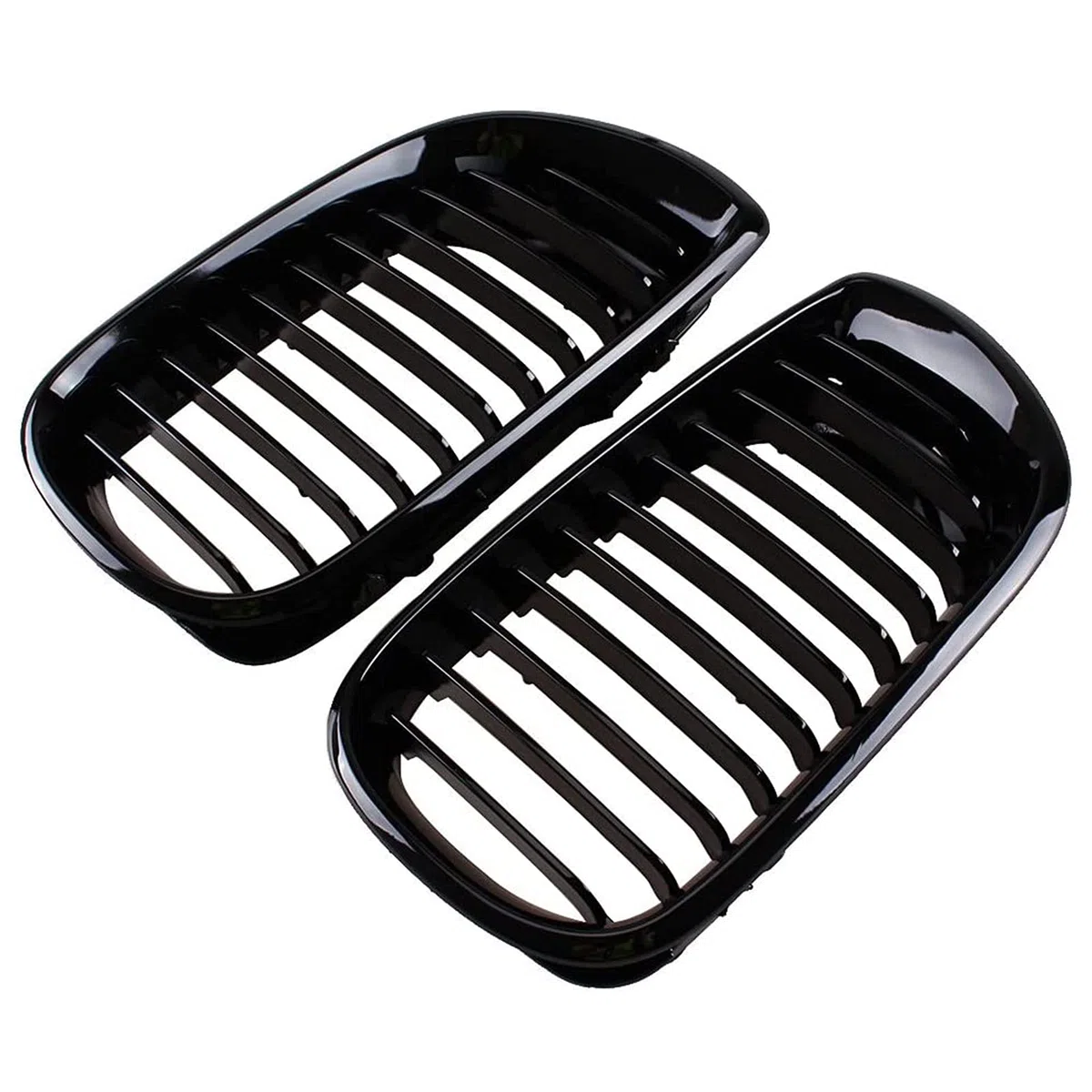 E46 Rejilla de Radiador, Parrilla Frontal Negra de Alto Brillo, Par de Rejillas de Radiador deportivas de Doble Barra para Serie 3 E46 4 Puertas 4d 2002-2005 Lci Facelift (No Apto para 2 Puertas)