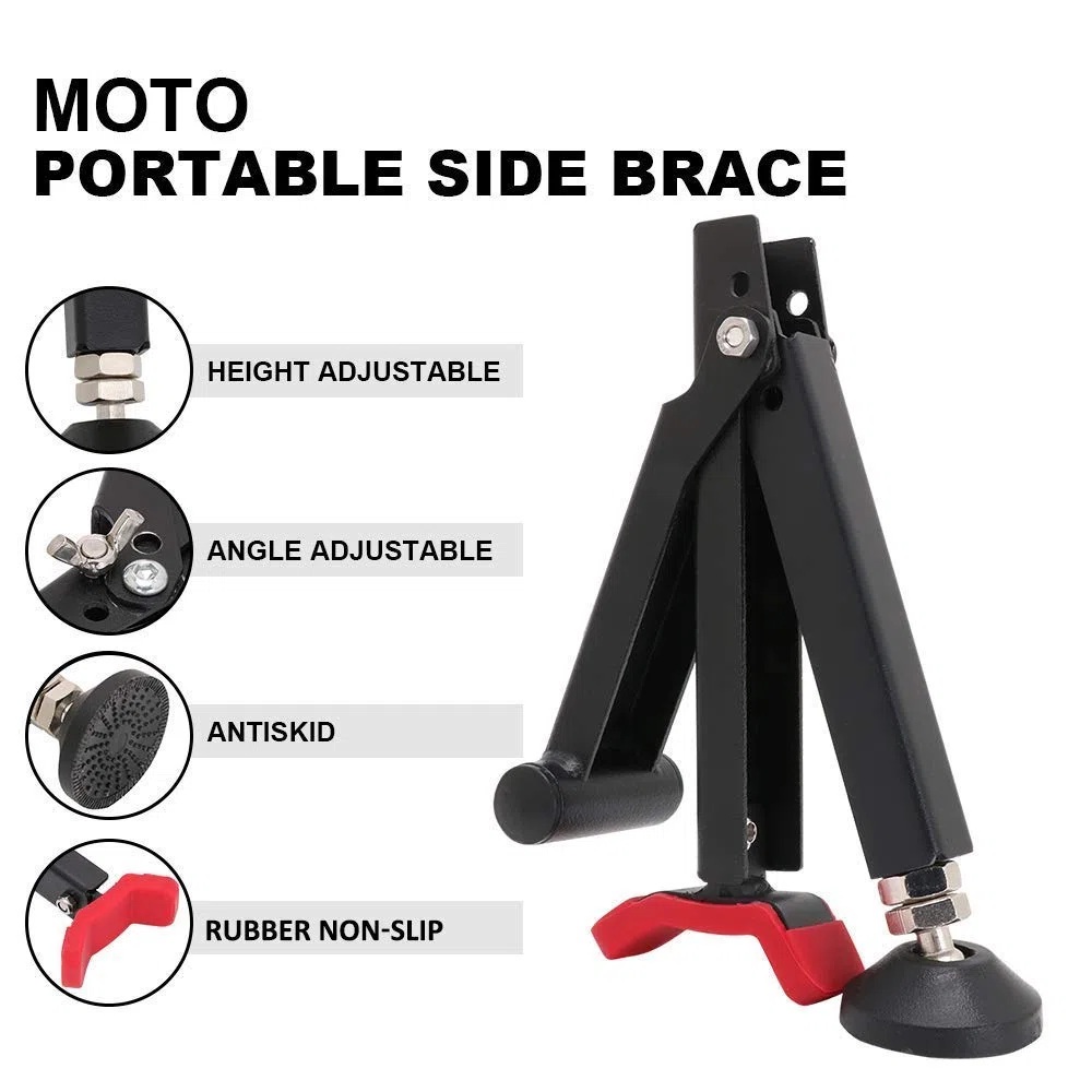 Soporte para motocicleta, soporte para gato de elevación y soporte para ruedas delanteras y traseras con mango plegable para la mayoría de las ruedas de motocicleta Street Bike On/Off Road Rojo