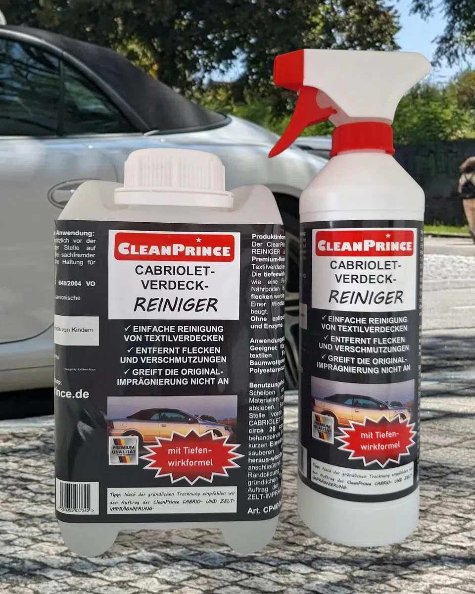Cleanprince Verdeckreiniger 2,5 Litro Cabriolet-Verdeck-Reiniger Cabrioverdeckreiniger Cabrio-Verdeckreiniger Dachreiniger Techo de Tela Techo Coche Algodón y Polyestermischungen Acrylfasern
