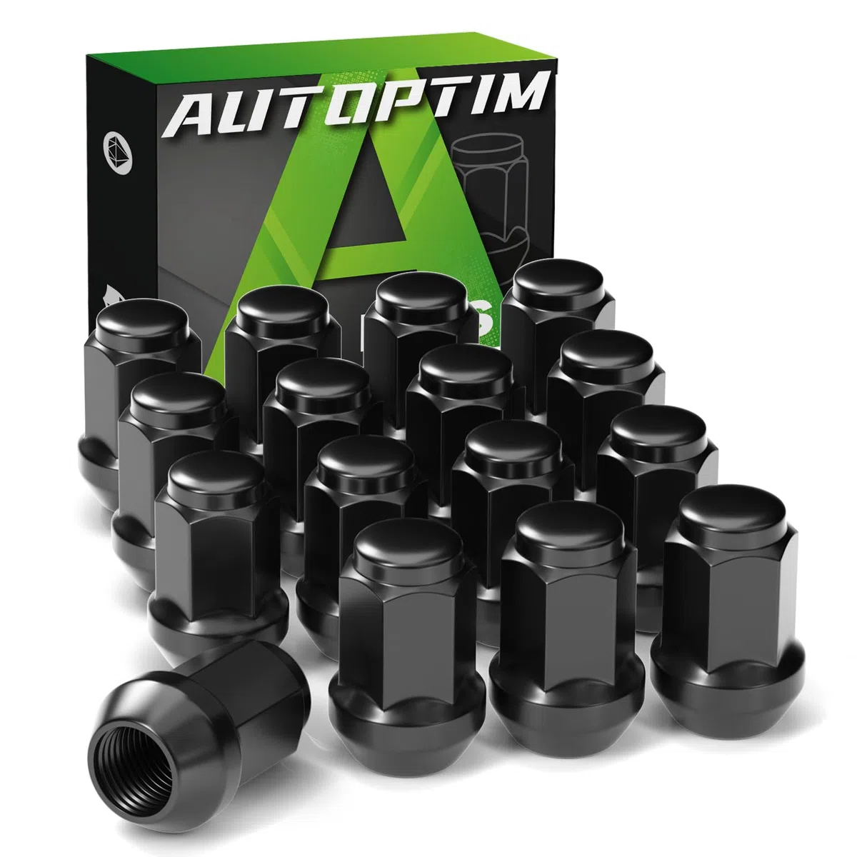 AUTOPTIM 1/2-20 Tuercas de rueda para carritos de golf - Reemplazo para carritos de golf EZGO y Club Car, tuercas de rueda de repuesto de 16 piezas, negras, de extremo cerrado